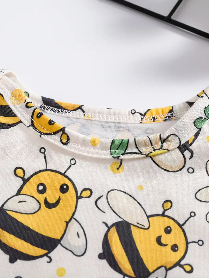 Adorable Bee & Daisy Print Baby Bodysuit - Soft, Breathable, and Comfortable