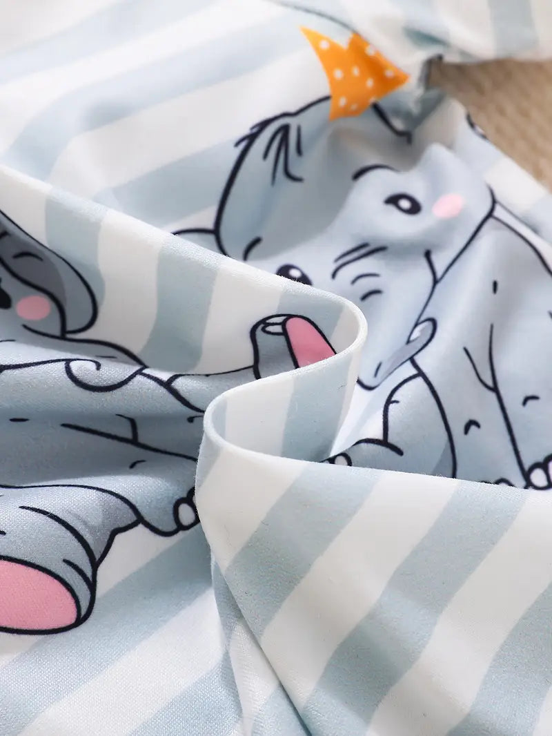 Cartoon Prince Elephant Pattern Bodysuit