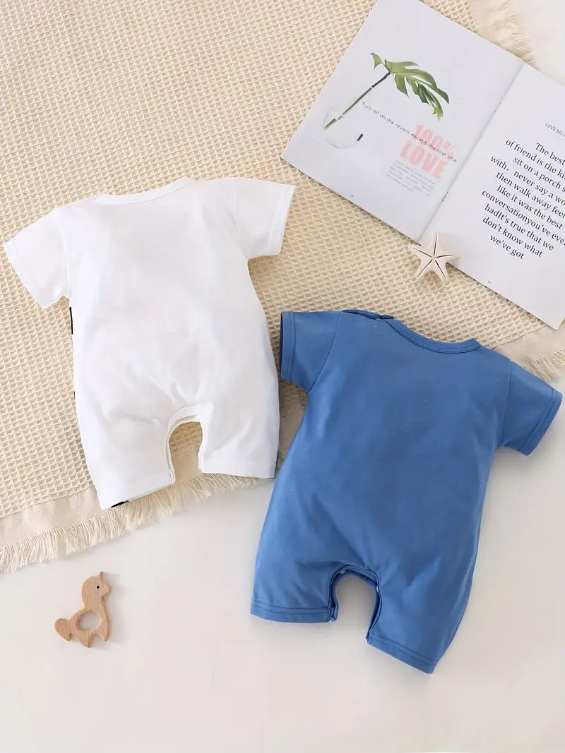 2pcs Toddler Dinosaur & Cow Print Romper Set