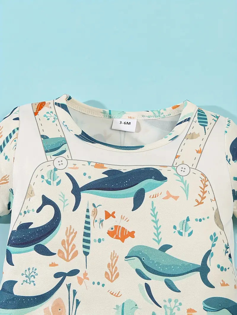 Baby Summer Animal Print Short-Sleeve Romper