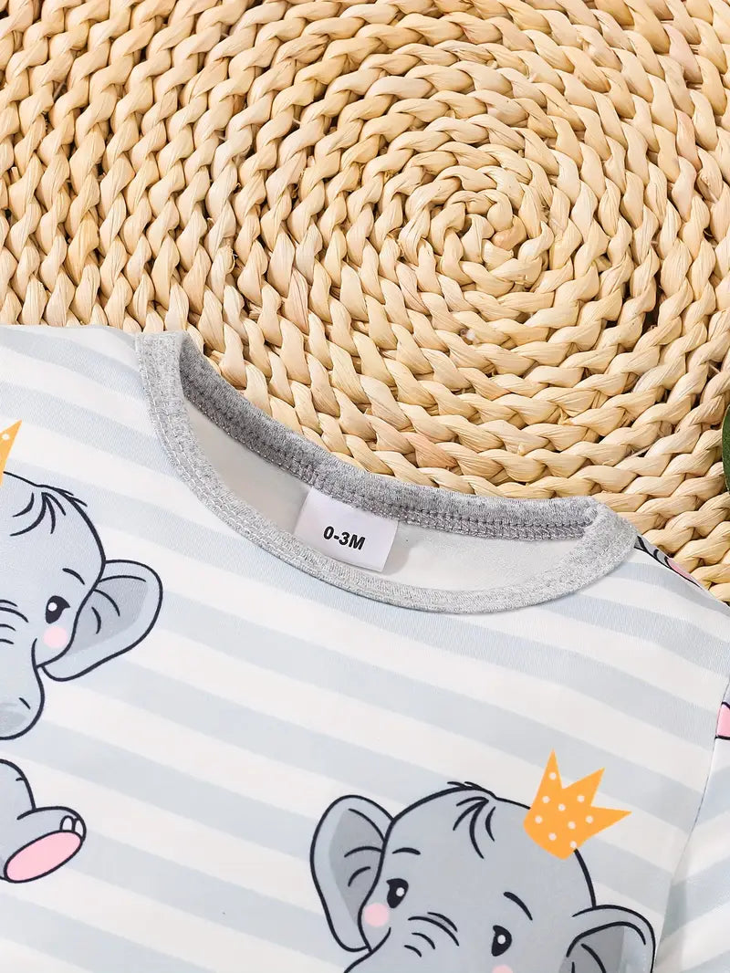 Cartoon Prince Elephant Pattern Bodysuit