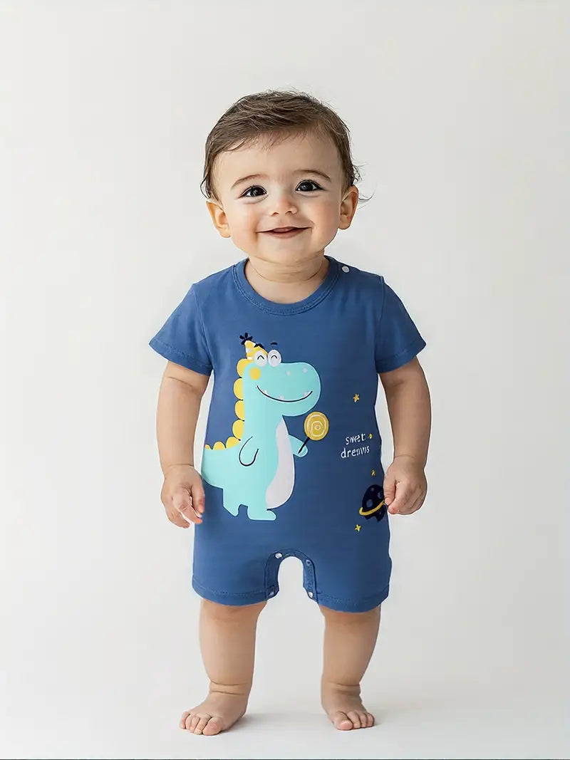 2pcs Toddler Dinosaur & Cow Print Romper Set