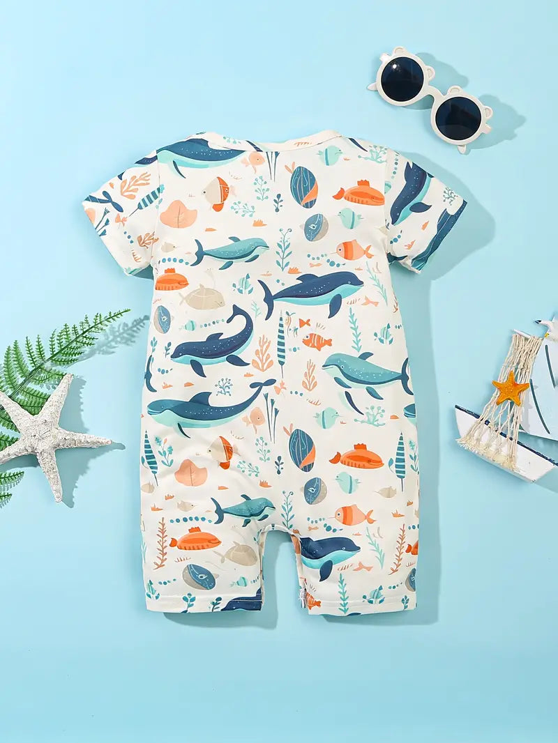 Baby Summer Animal Print Short-Sleeve Romper