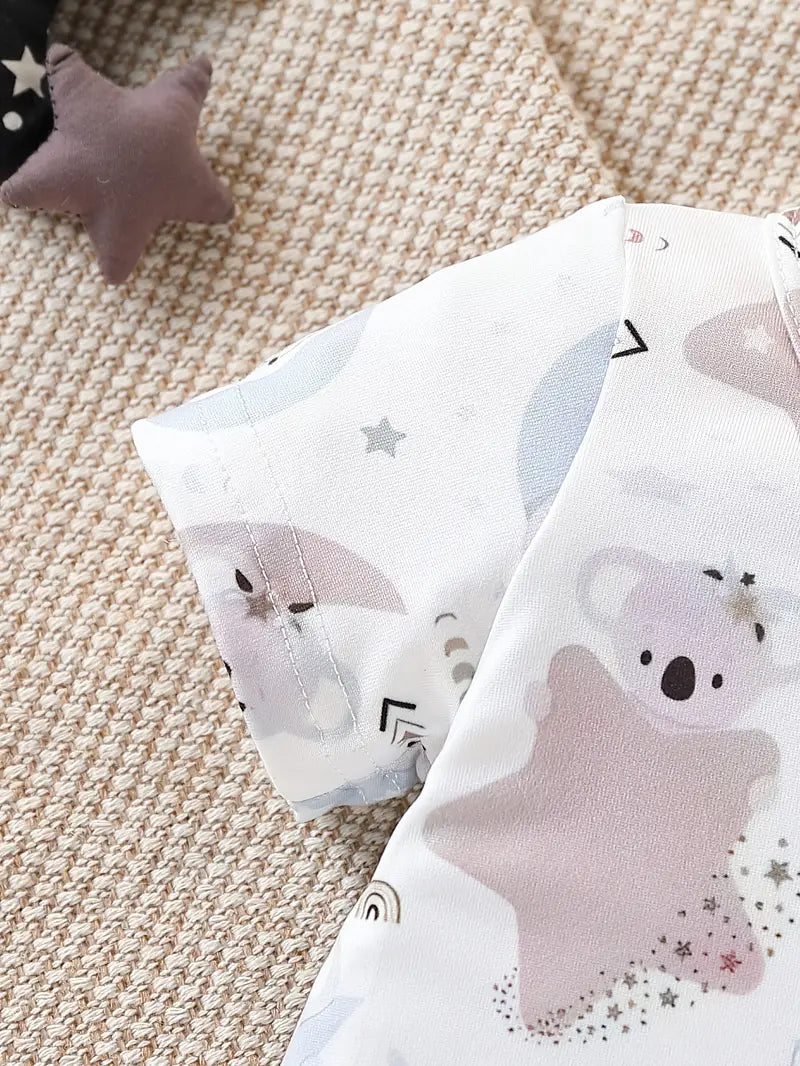 Cute Star and Moon Sloth Print Bodysuit