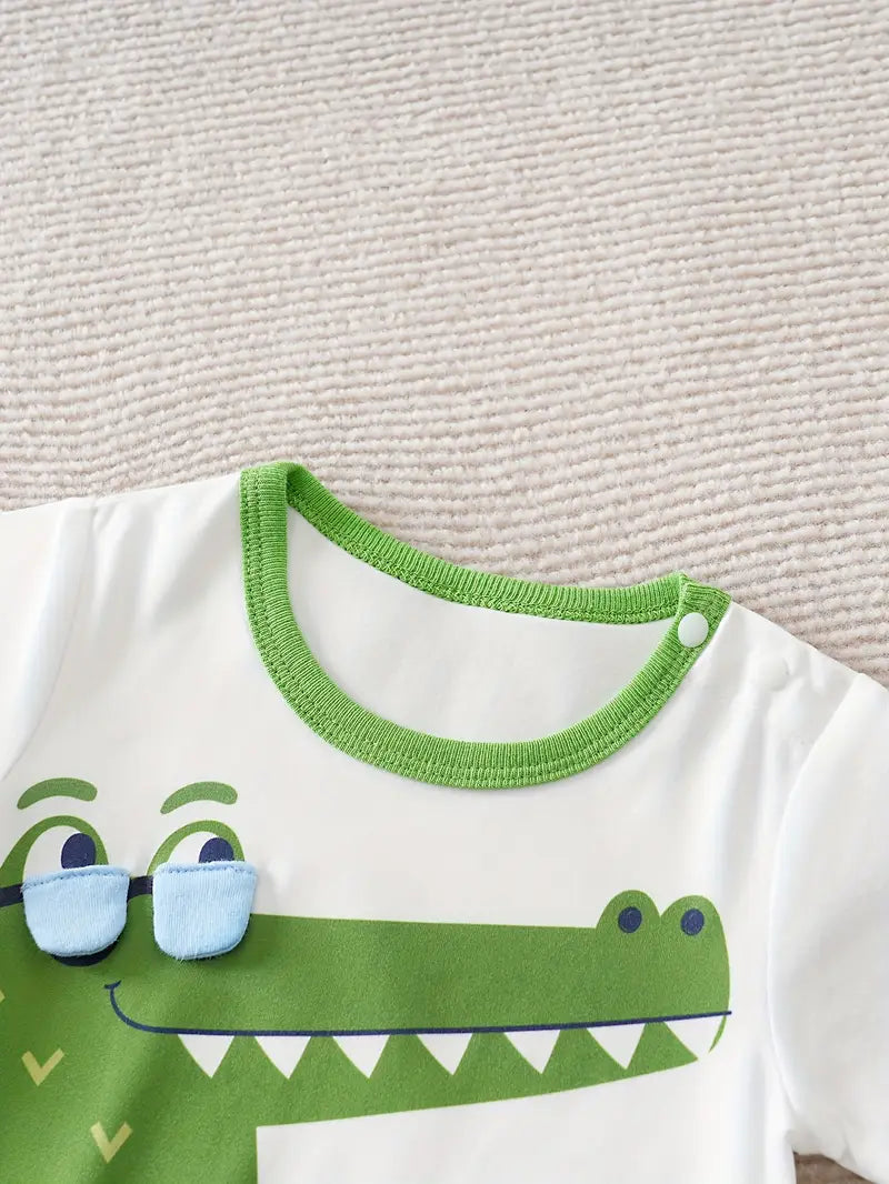 Cute Green Crocodile Baby Romper