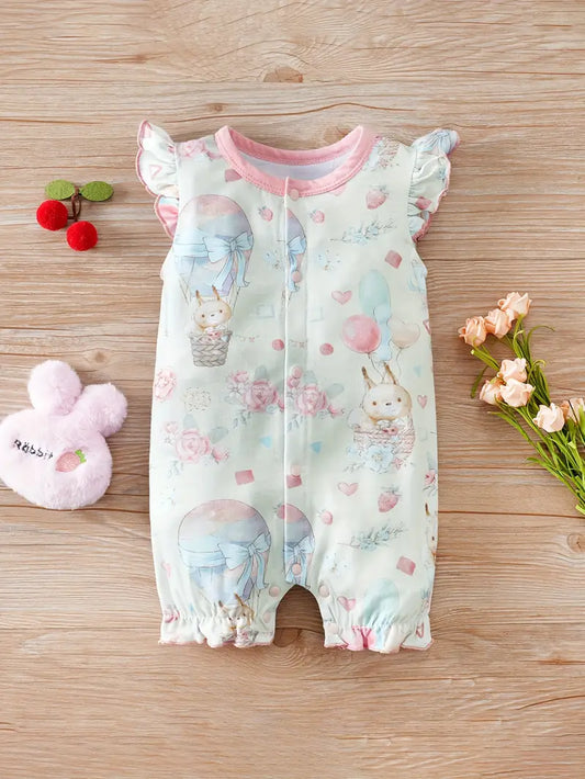 Cute Little Squirrel Hot Air Balloon Full Print Flying Sleeve Open Cardigan