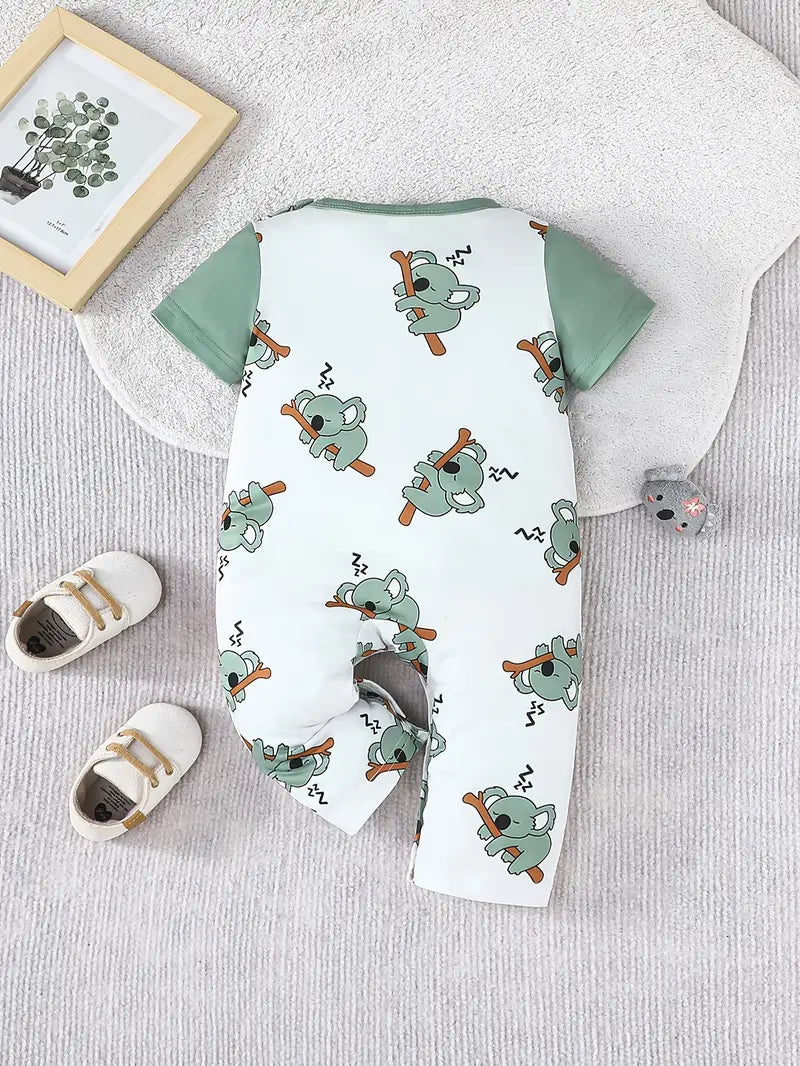 Adorable Koala Print Short-Sleeve Romper for Babies