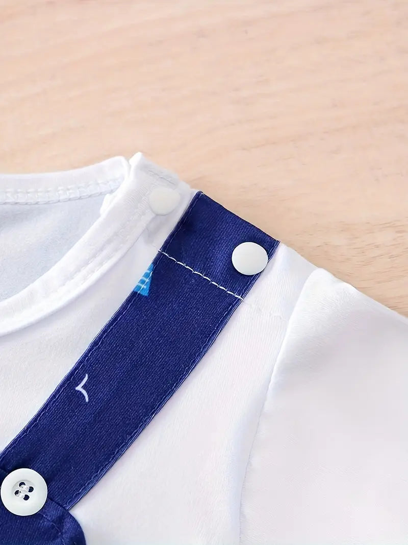 Dark Blue Sailboat Children's Onesie for Baby Boys
