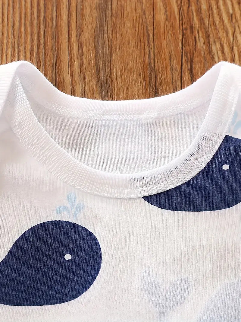 Adorable Cartoon Whale Baby Bodysuit for Boys