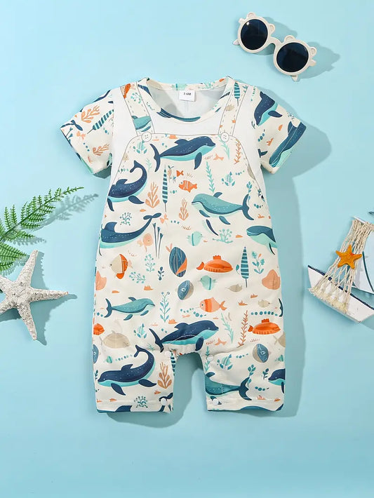 Baby Summer Animal Print Short-Sleeve Romper