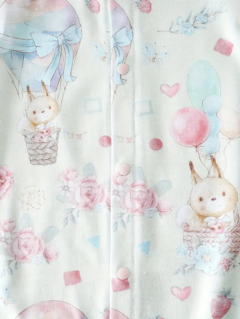 Cute Little Squirrel Hot Air Balloon Full Print Flying Sleeve Open Cardigan