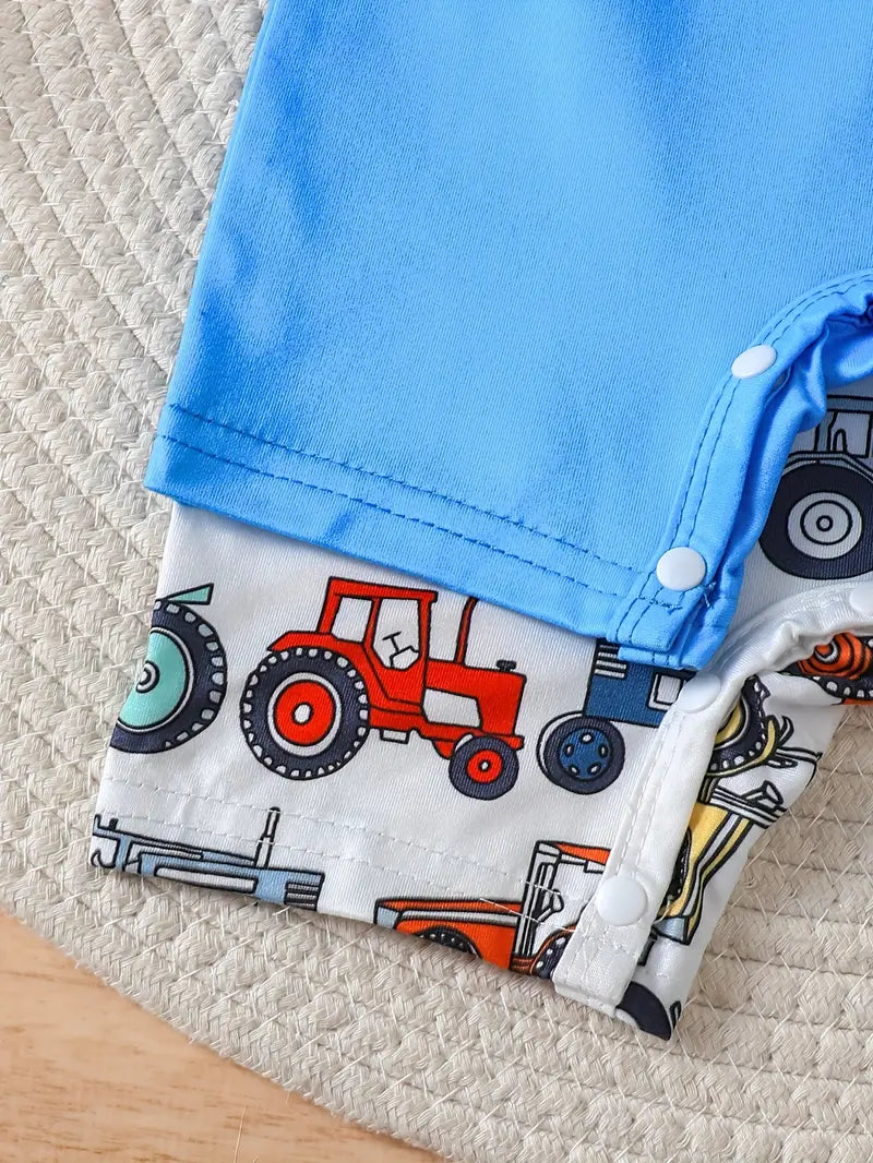 BrownBark Boys' Summer Car & Truck Print Jumpsuits