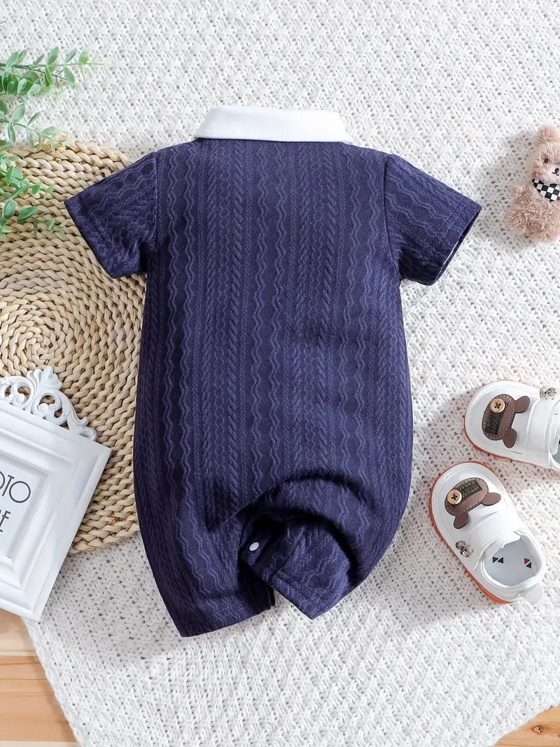 Newborn Gentleman Striped Teddy Bear Romper