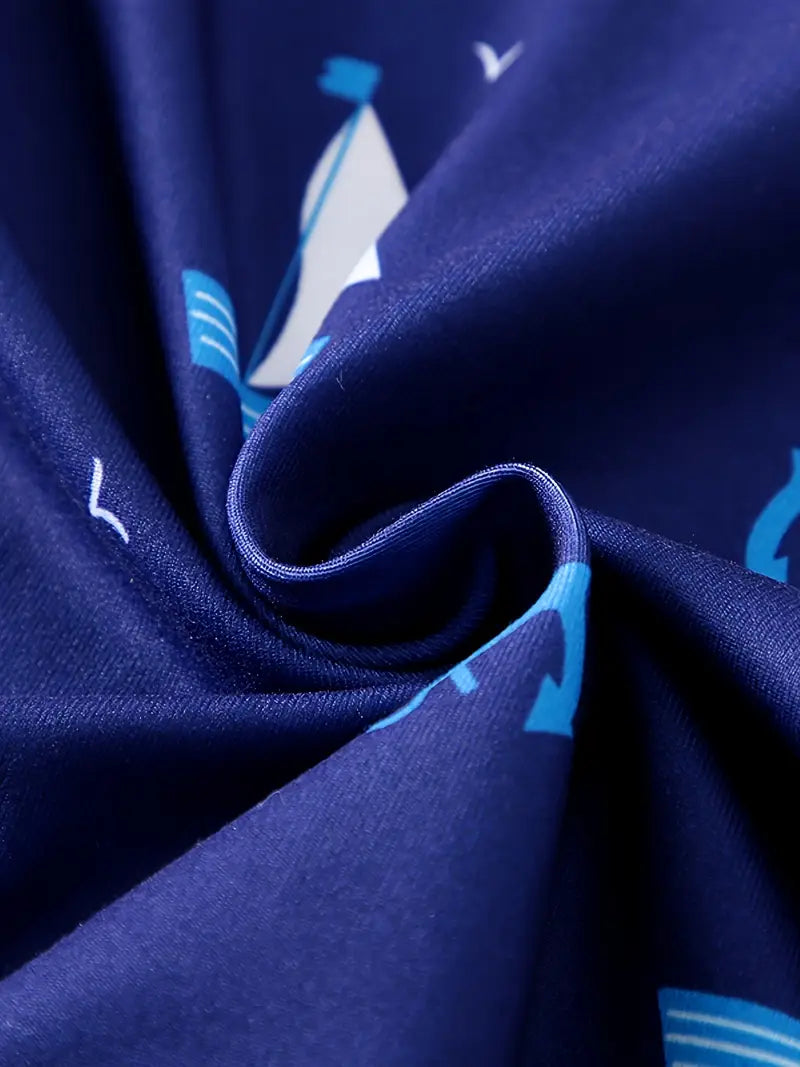 Dark Blue Sailboat Children's Onesie for Baby Boys