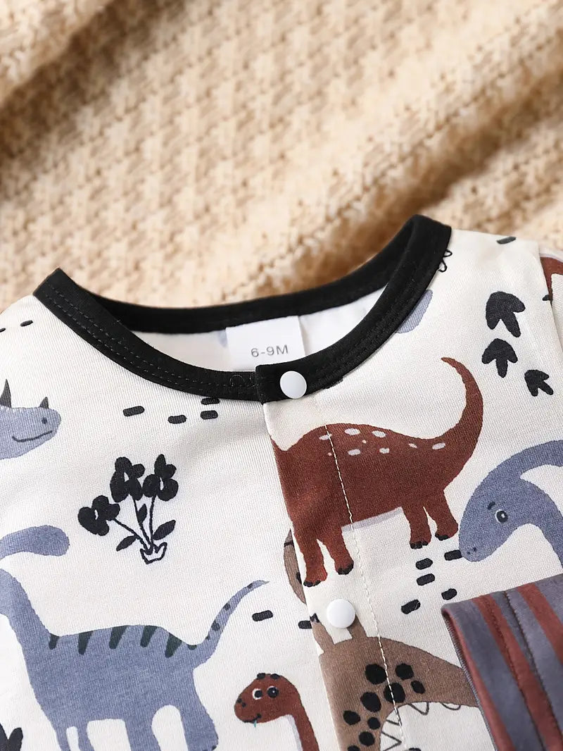 2pcs JOPGEEY Baby Boy Dinosaur & Striped Bodysuits