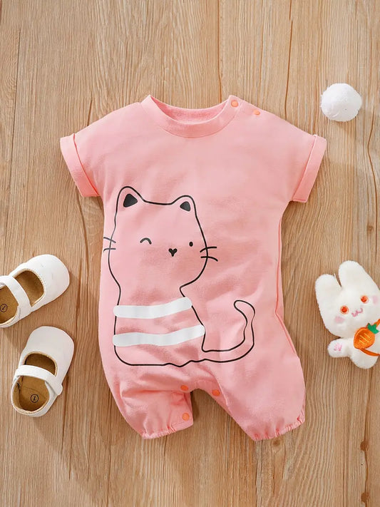 Girls' Cartoon Cat Bodysuit