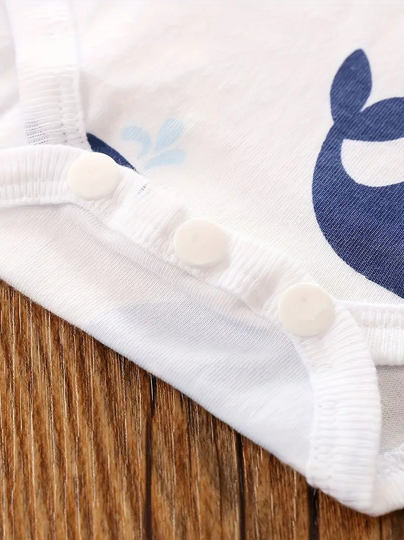 Adorable Cartoon Whale Baby Bodysuit for Boys