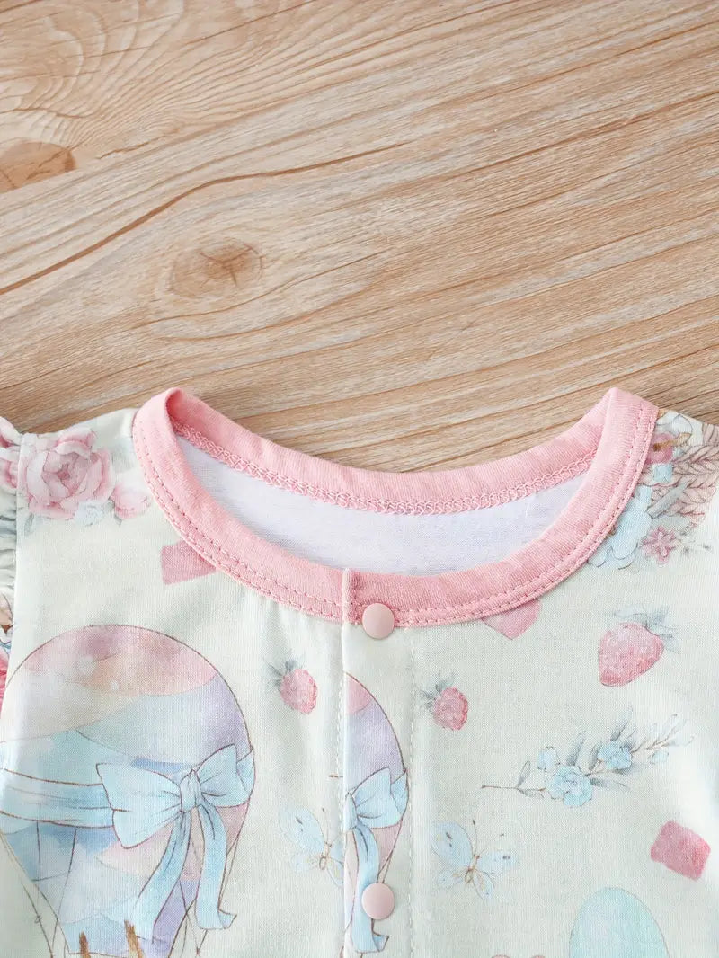 Cute Little Squirrel Hot Air Balloon Full Print Flying Sleeve Open Cardigan