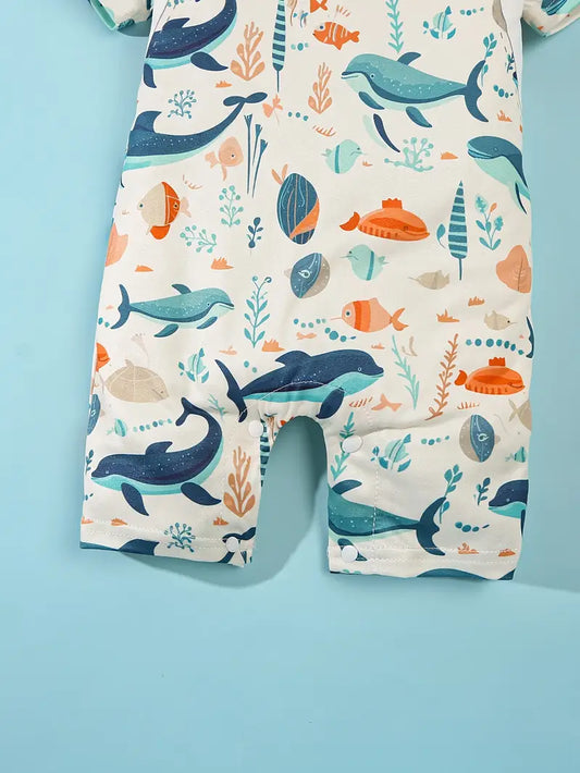 Baby Summer Animal Print Short-Sleeve Romper