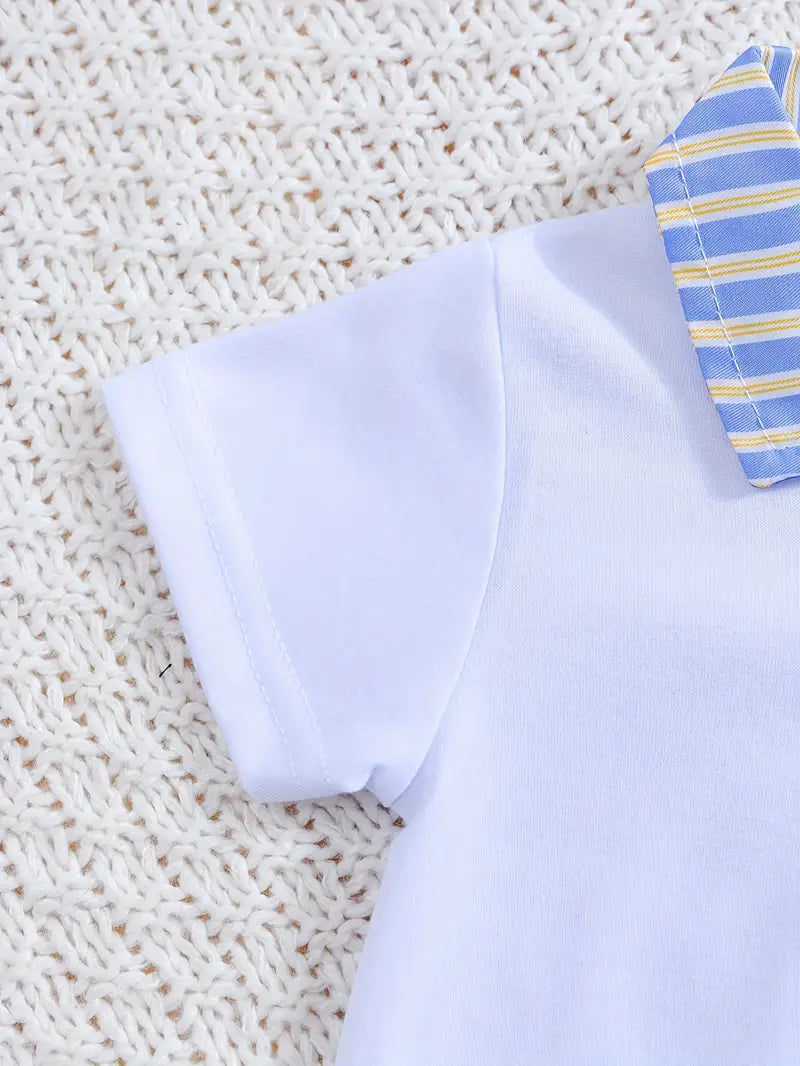 Faux Two-Piece Short Sleeve Baby Romper