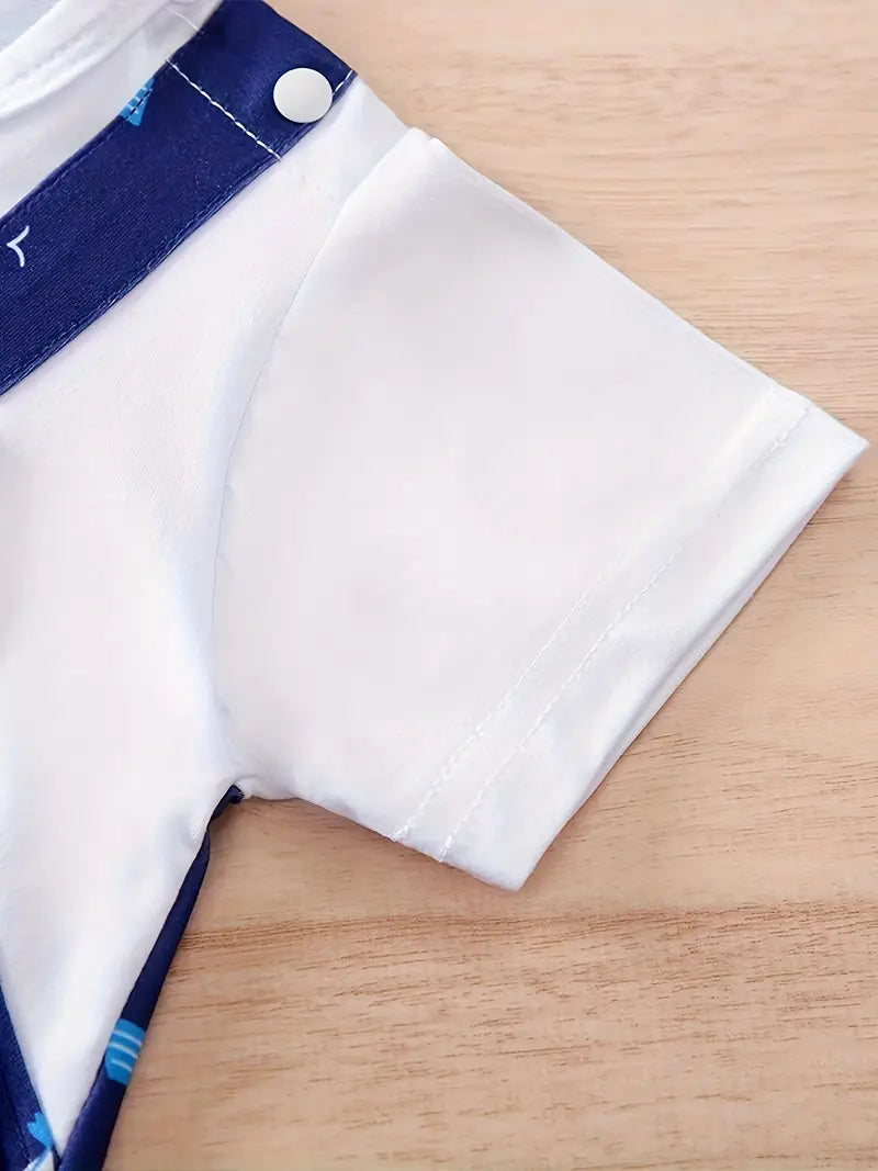 Dark Blue Sailboat Children's Onesie for Baby Boys