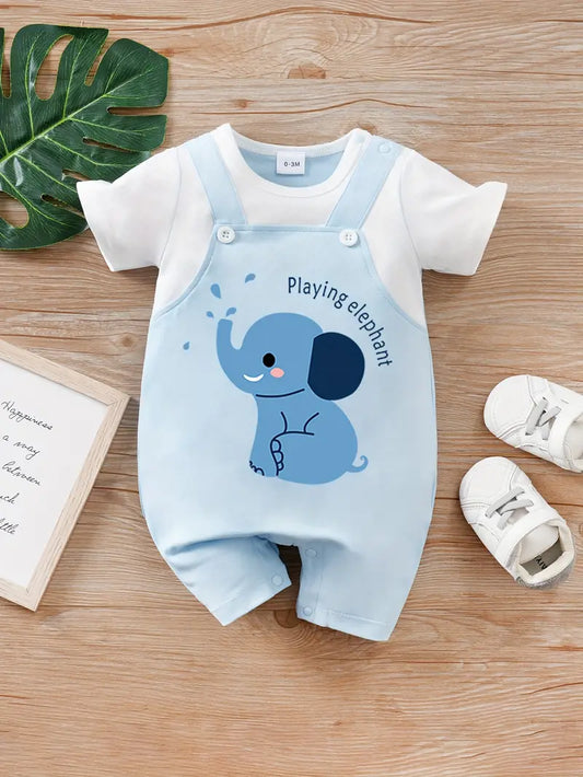 Baby Elephant Print Summer Romper