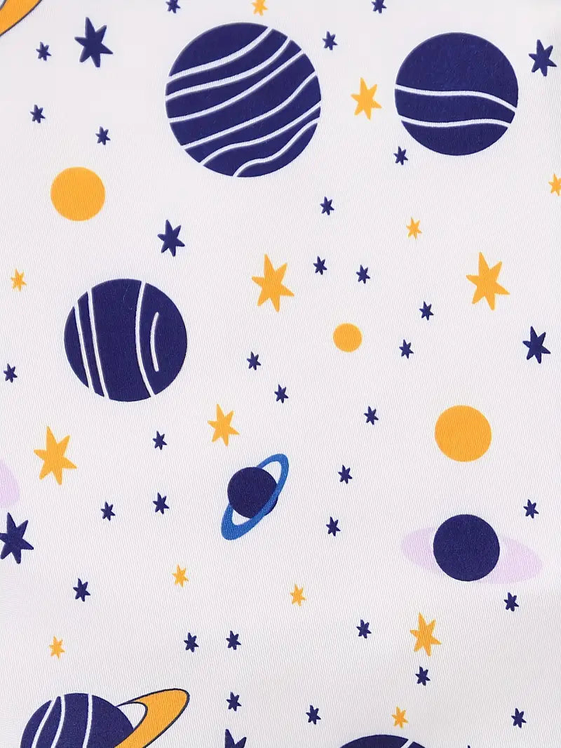 2pcs Cool Galaxy & Astronaut Print Baby Boy Rompers