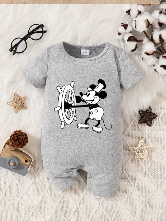 Cute Cartoon Print Short Sleeve Rompers