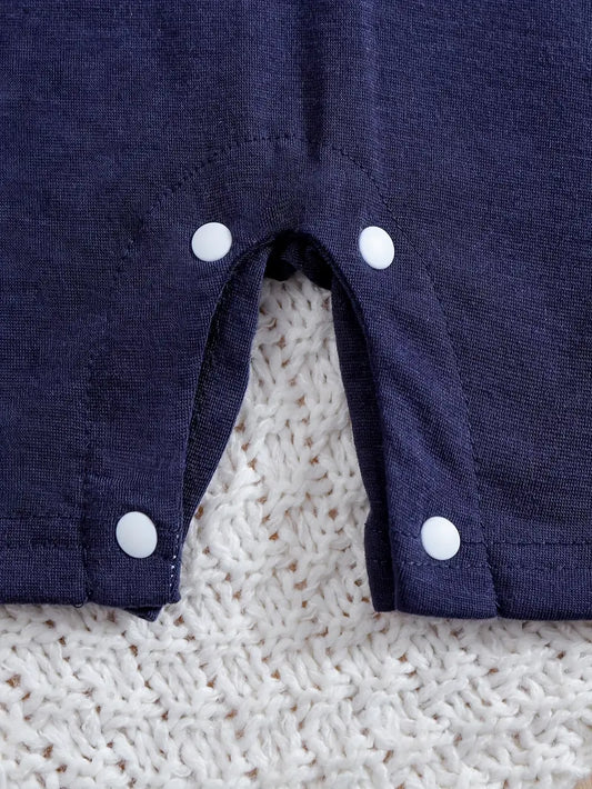 Faux Two-Piece Short Sleeve Baby Romper