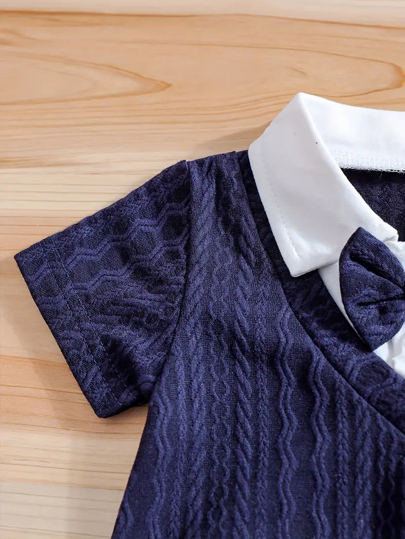 Newborn Gentleman Striped Teddy Bear Romper