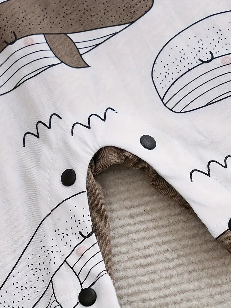 Whale Cartoon Print Overalls for Baby Boys