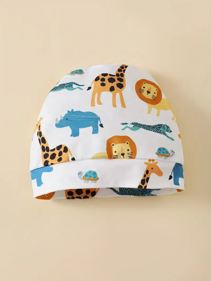 Three-piece Set with Cute Cartoon Animal Print