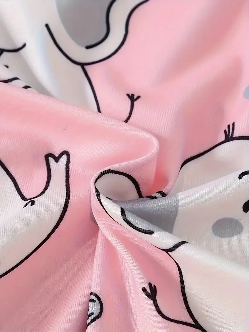 Cute Elephant Envelope Collar Short Sleeve Triangle Body Suit