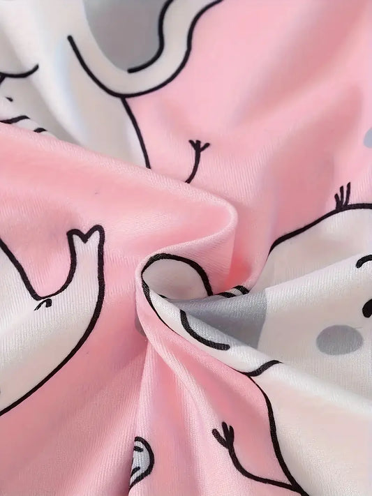 Cute Elephant Envelope Collar Short Sleeve Triangle Body Suit