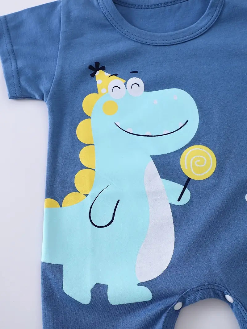 2pcs Toddler Dinosaur & Cow Print Romper Set