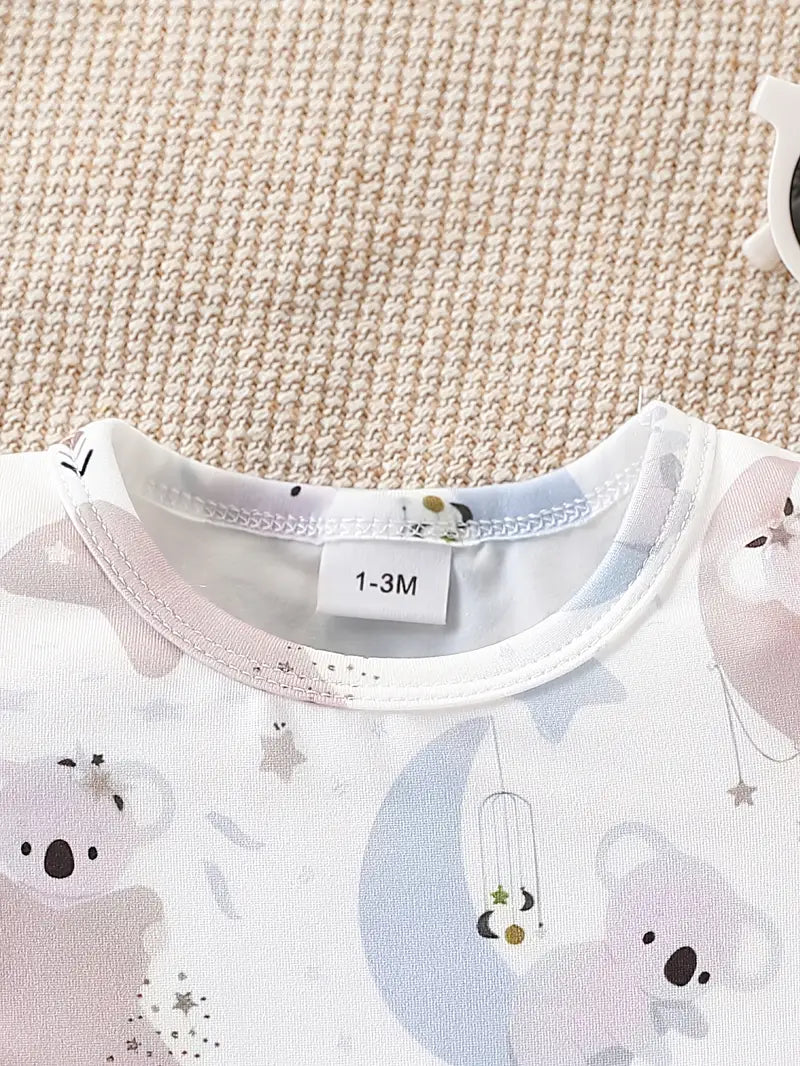 Cute Star and Moon Sloth Print Bodysuit