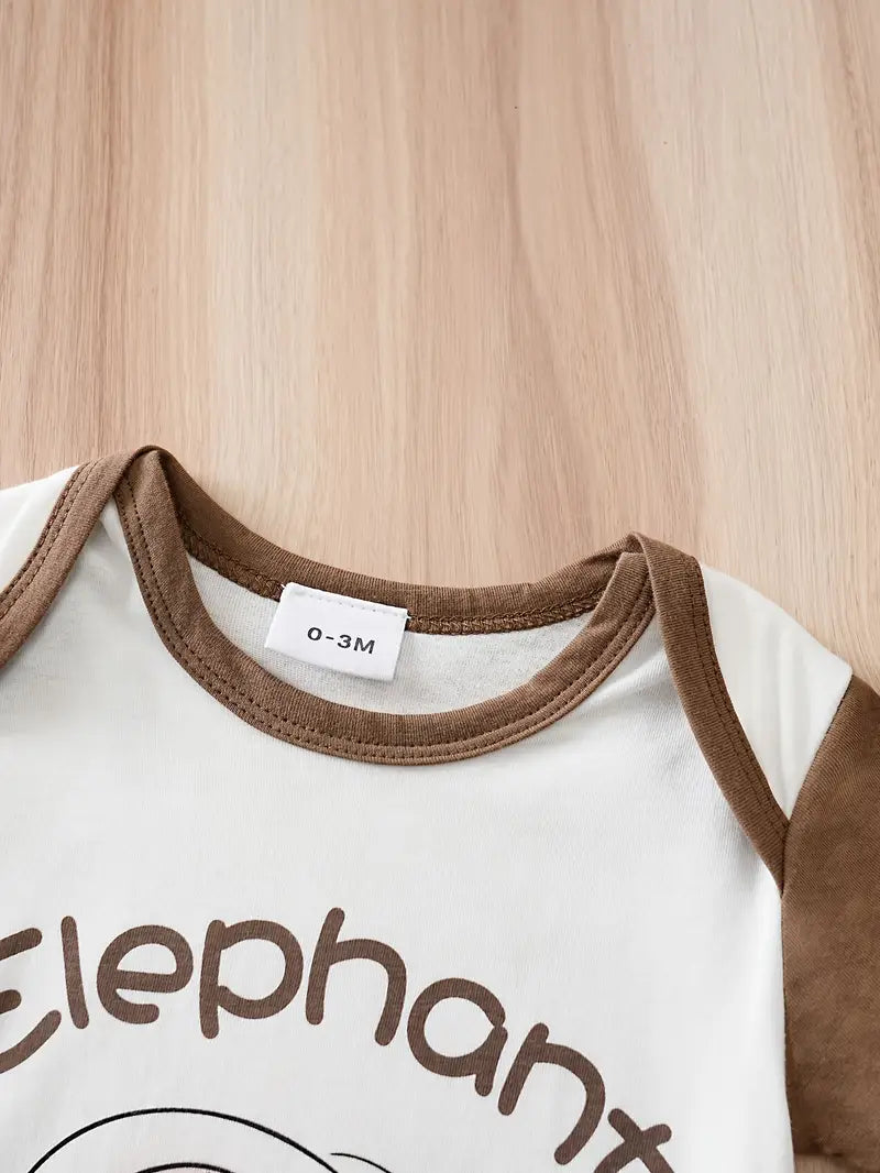 YIERYING Elephant Romper - Summer Short Sleeve Neutral-Toned
