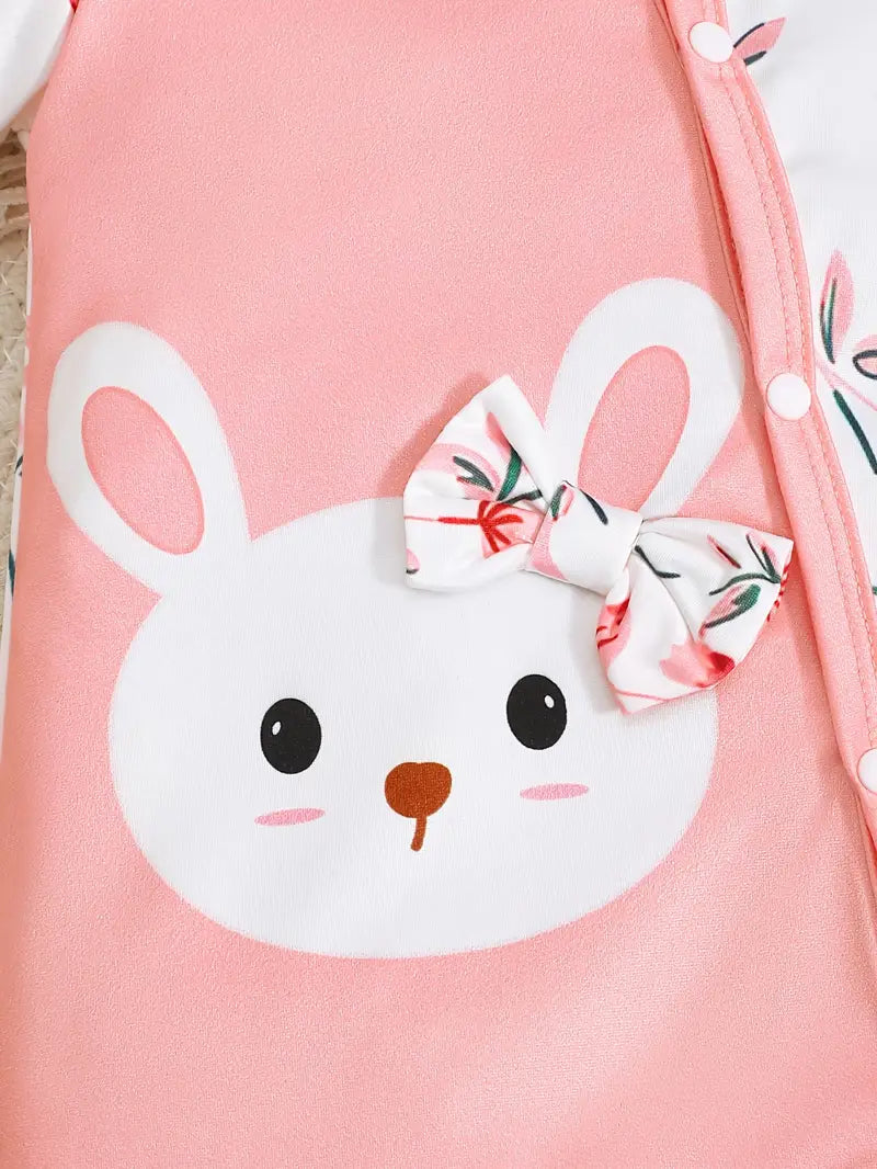 Cute Pink Floral Print Zipper Jumpsuit with Short Sleeves