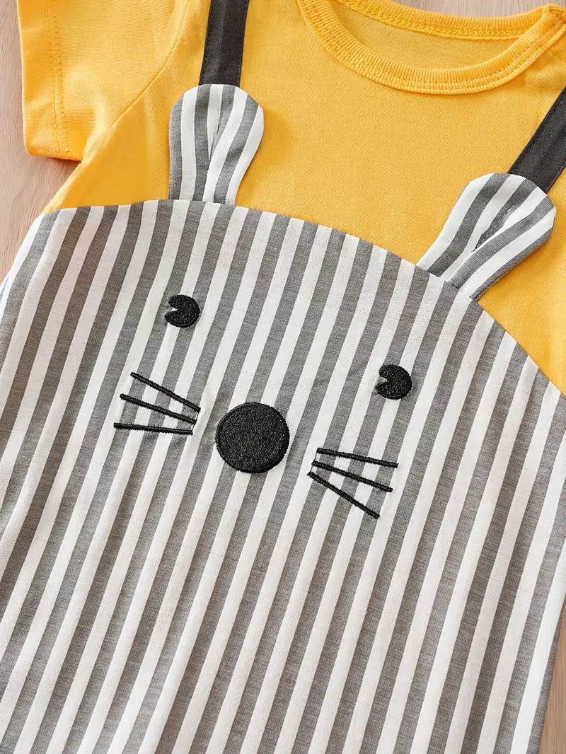 Cotton Striped Mouse Baby Romper