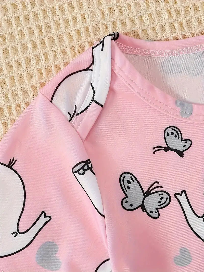 Cute Elephant Envelope Collar Short Sleeve Triangle Body Suit