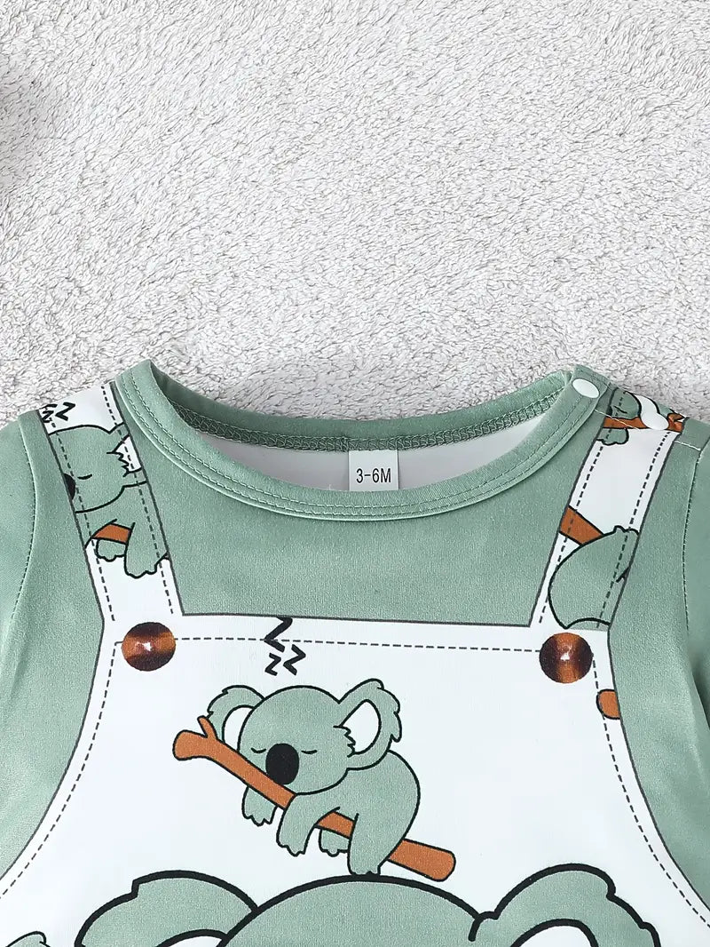Adorable Koala Print Short-Sleeve Romper for Babies