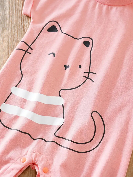 Girls' Cartoon Cat Bodysuit