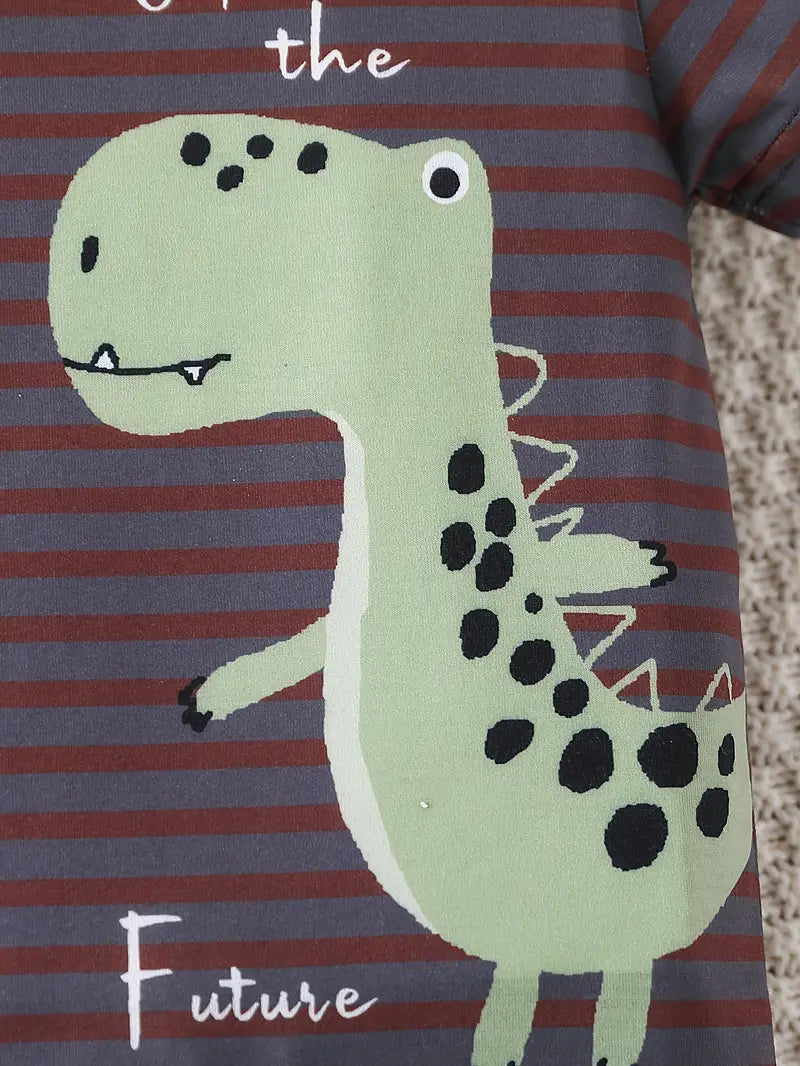 2pcs JOPGEEY Baby Boy Dinosaur & Striped Bodysuits