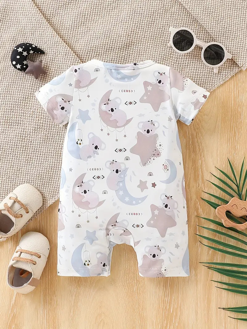 Cute Star and Moon Sloth Print Bodysuit
