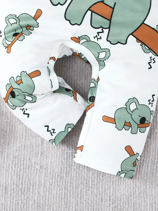 Adorable Koala Print Short-Sleeve Romper for Babies