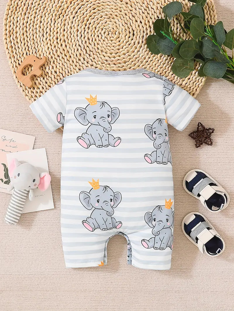 Cartoon Prince Elephant Pattern Bodysuit