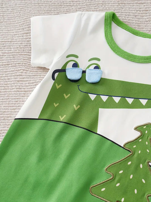 Cute Green Crocodile Baby Romper