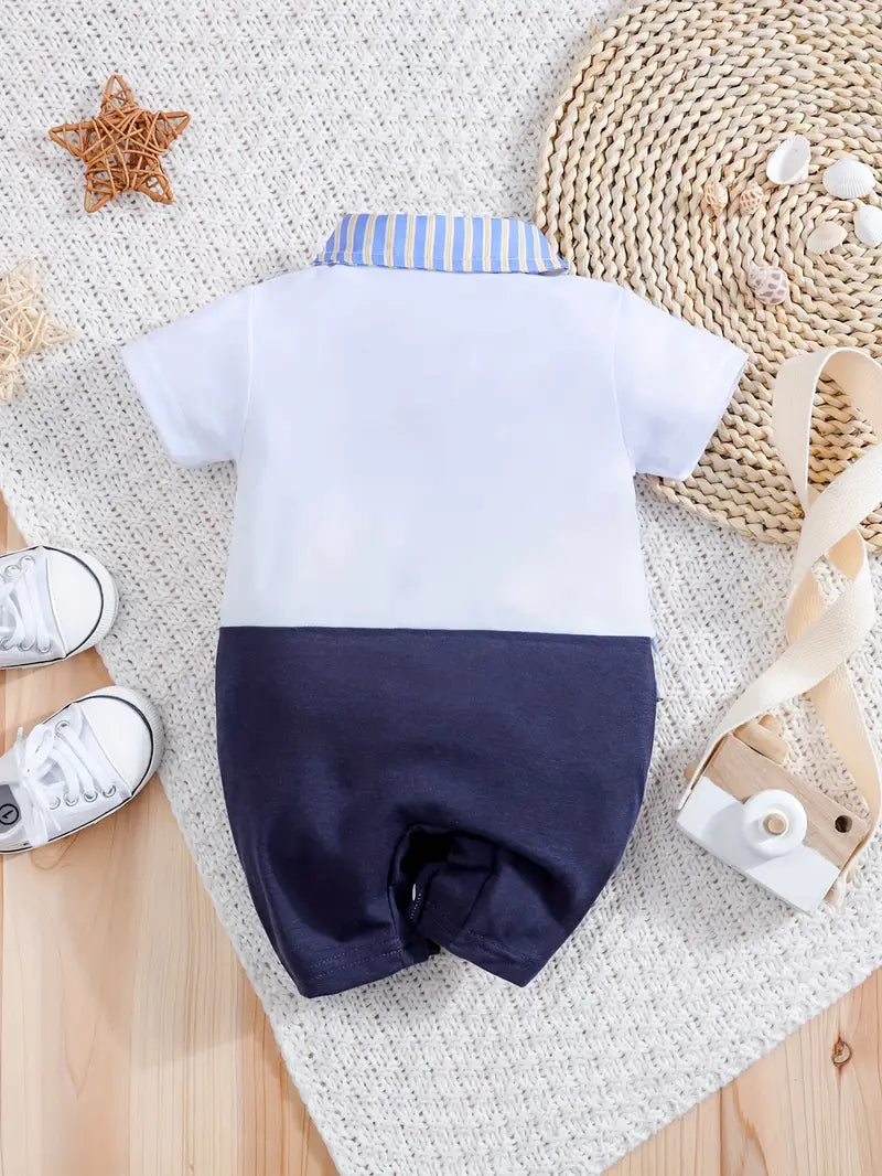 Faux Two-Piece Short Sleeve Baby Romper